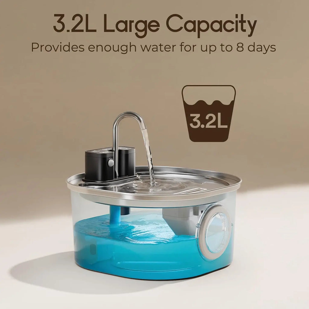 BIYYK AquaFlow™ 3L Wireless Stainless Steel Pet Fountain — product image 3
