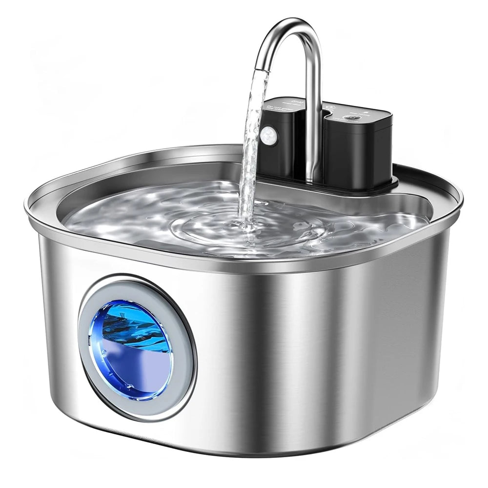BIYYK AquaFlow™ 3L Wireless Stainless Steel Pet Fountain