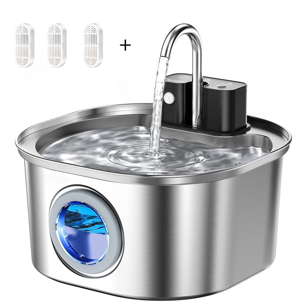 BIYYK AquaFlow™ 3L Wireless Stainless Steel Pet Fountain — product image 8