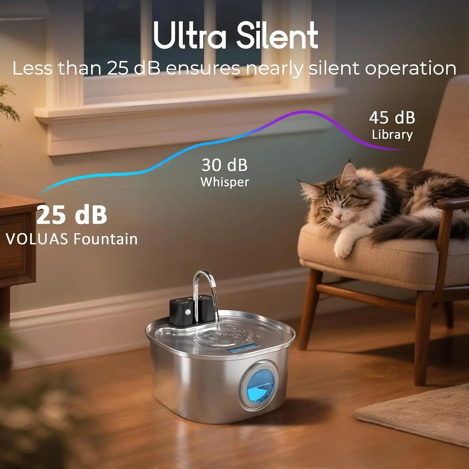 BIYYK AquaFlow™ 3L Wireless Stainless Steel Pet Fountain — product image 5